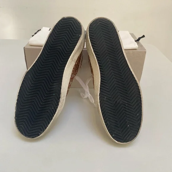 Golden Goose Mid Star Sneaker Rose Gold Glitter/Beige Leather/Suede 39 New Box - Picture 8 of 15